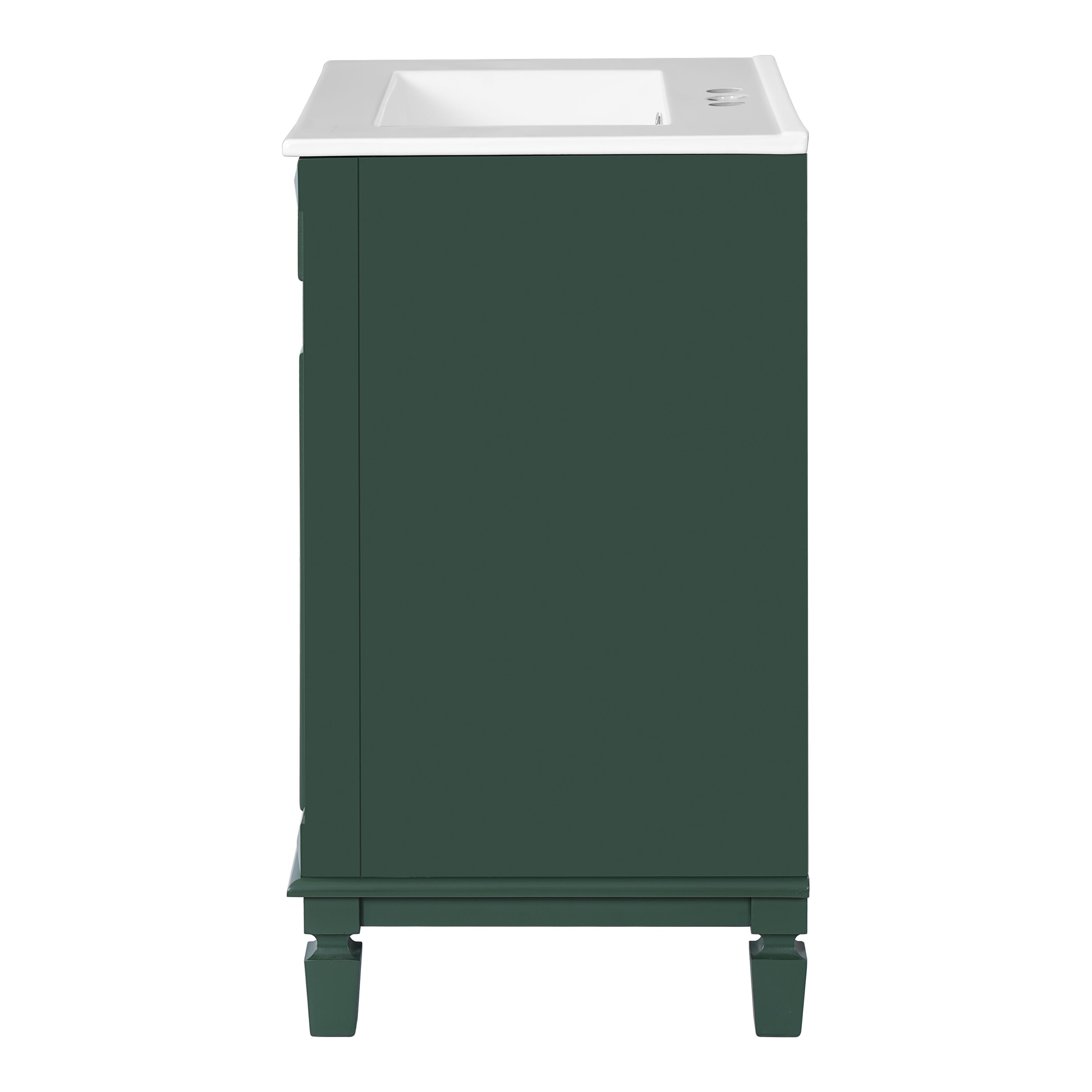 24' Bathroom Vanity with Ceramic Sink, Small Bathroom Sink Cabinet, Modern Cabinet with 2 Drawers and Adjustable Shelf