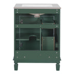 24' Bathroom Vanity with Ceramic Sink, Small Bathroom Sink Cabinet, Modern Cabinet with 2 Drawers and Adjustable Shelf