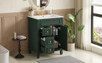 24' Bathroom Vanity with Ceramic Sink, Small Bathroom Sink Cabinet, Modern Cabinet with 2 Drawers and Adjustable Shelf