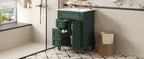 24' Bathroom Vanity with Ceramic Sink, Small Bathroom Sink Cabinet, Modern Cabinet with 2 Drawers and Adjustable Shelf