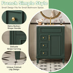 24' Bathroom Vanity with Ceramic Sink, Small Bathroom Sink Cabinet, Modern Cabinet with 2 Drawers and Adjustable Shelf