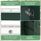 24' Bathroom Vanity with Ceramic Sink, Small Bathroom Sink Cabinet, Modern Cabinet with 2 Drawers and Adjustable Shelf