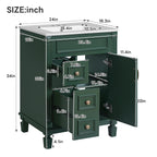 24' Bathroom Vanity with Ceramic Sink, Small Bathroom Sink Cabinet, Modern Cabinet with 2 Drawers and Adjustable Shelf