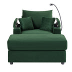 41.7 Modern Style Single Sofa Sofa Couch with Storage Space, A Movable Ottoman, Two USB Ports, Two Cup Holders, A Phone Holder for Living Room, Green