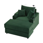 41.7 Modern Style Single Sofa Sofa Couch with Storage Space, A Movable Ottoman, Two USB Ports, Two Cup Holders, A Phone Holder for Living Room, Green
