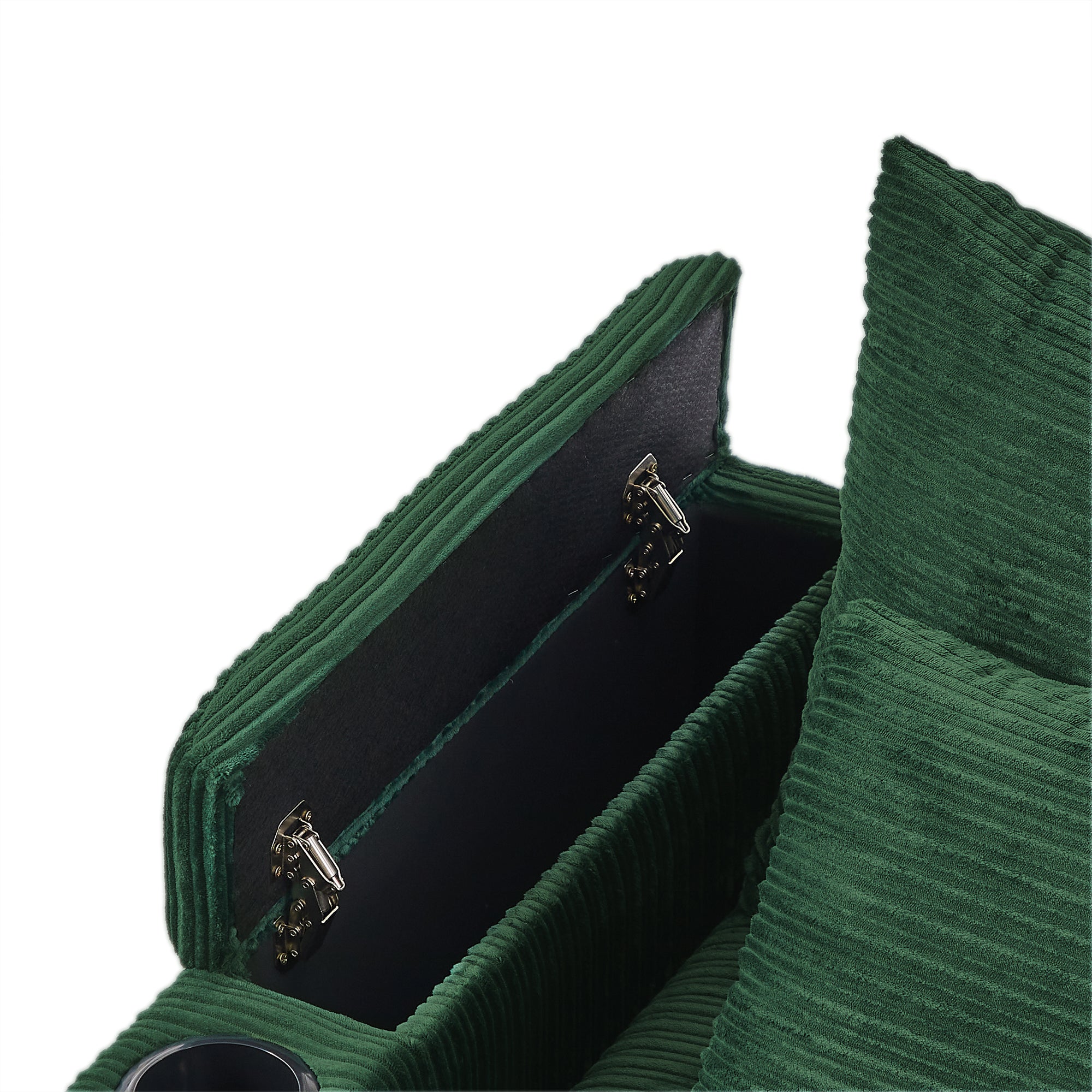 41.7 Modern Style Single Sofa Sofa Couch with Storage Space, A Movable Ottoman, Two USB Ports, Two Cup Holders, A Phone Holder for Living Room, Green