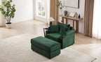 41.7 Modern Style Single Sofa Sofa Couch with Storage Space, A Movable Ottoman, Two USB Ports, Two Cup Holders, A Phone Holder for Living Room, Green