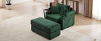 41.7 Modern Style Single Sofa Sofa Couch with Storage Space, A Movable Ottoman, Two USB Ports, Two Cup Holders, A Phone Holder for Living Room, Green