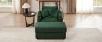 41.7 Modern Style Single Sofa Sofa Couch with Storage Space, A Movable Ottoman, Two USB Ports, Two Cup Holders, A Phone Holder for Living Room, Green