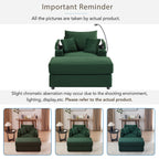 41.7 Modern Style Single Sofa Sofa Couch with Storage Space, A Movable Ottoman, Two USB Ports, Two Cup Holders, A Phone Holder for Living Room, Green