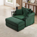 41.7 Modern Style Single Sofa Sofa Couch with Storage Space, A Movable Ottoman, Two USB Ports, Two Cup Holders, A Phone Holder for Living Room, Green