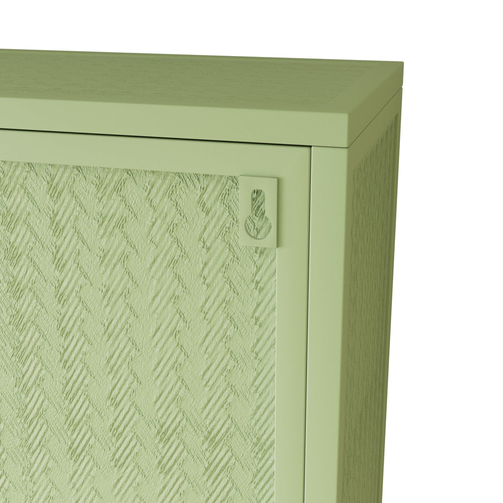 27.56"Glass Doors Modern Two-door Wall Cabinet with Featuring Three-tier Storage for Entryway Living Room Bathroom Dining Room,Wall Cabinet with Characteristic Woven Pattern,Green - Groovy Boardz