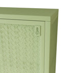 27.56"Glass Doors Modern Two-door Wall Cabinet with Featuring Three-tier Storage for Entryway Living Room Bathroom Dining Room,Wall Cabinet with Characteristic Woven Pattern,Green - Groovy Boardz