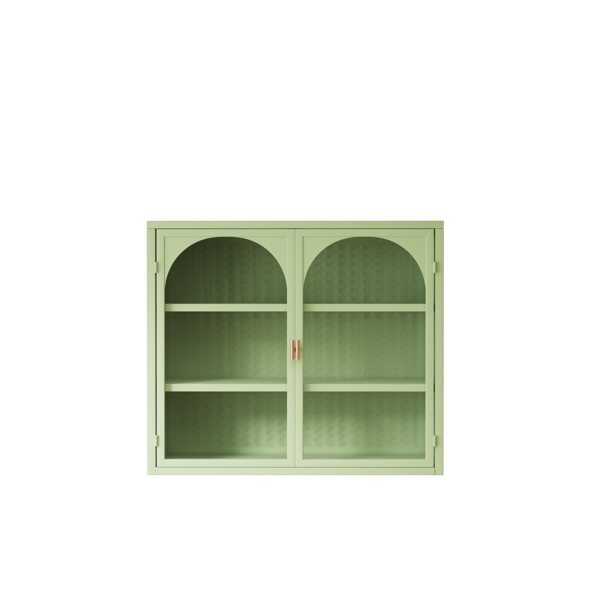 27.56"Glass Doors Modern Two-door Wall Cabinet with Featuring Three-tier Storage for Entryway Living Room Bathroom Dining Room,Wall Cabinet with Characteristic Woven Pattern,Green - Groovy Boardz