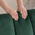 Modern Velvet Upholstered Armless Chair with Black Metal Legs for Living Room, Bedroom, Office, Green