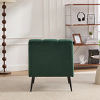 Modern Velvet Upholstered Armless Chair with Black Metal Legs for Living Room, Bedroom, Office, Green