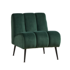 Modern Velvet Upholstered Armless Chair with Black Metal Legs for Living Room, Bedroom, Office, Green