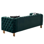 Modern Green Velvet Chesterfield Tufted Sofa, 84.25" W.