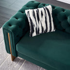 Modern Green Velvet Chesterfield Tufted Sofa, 84.25" W.