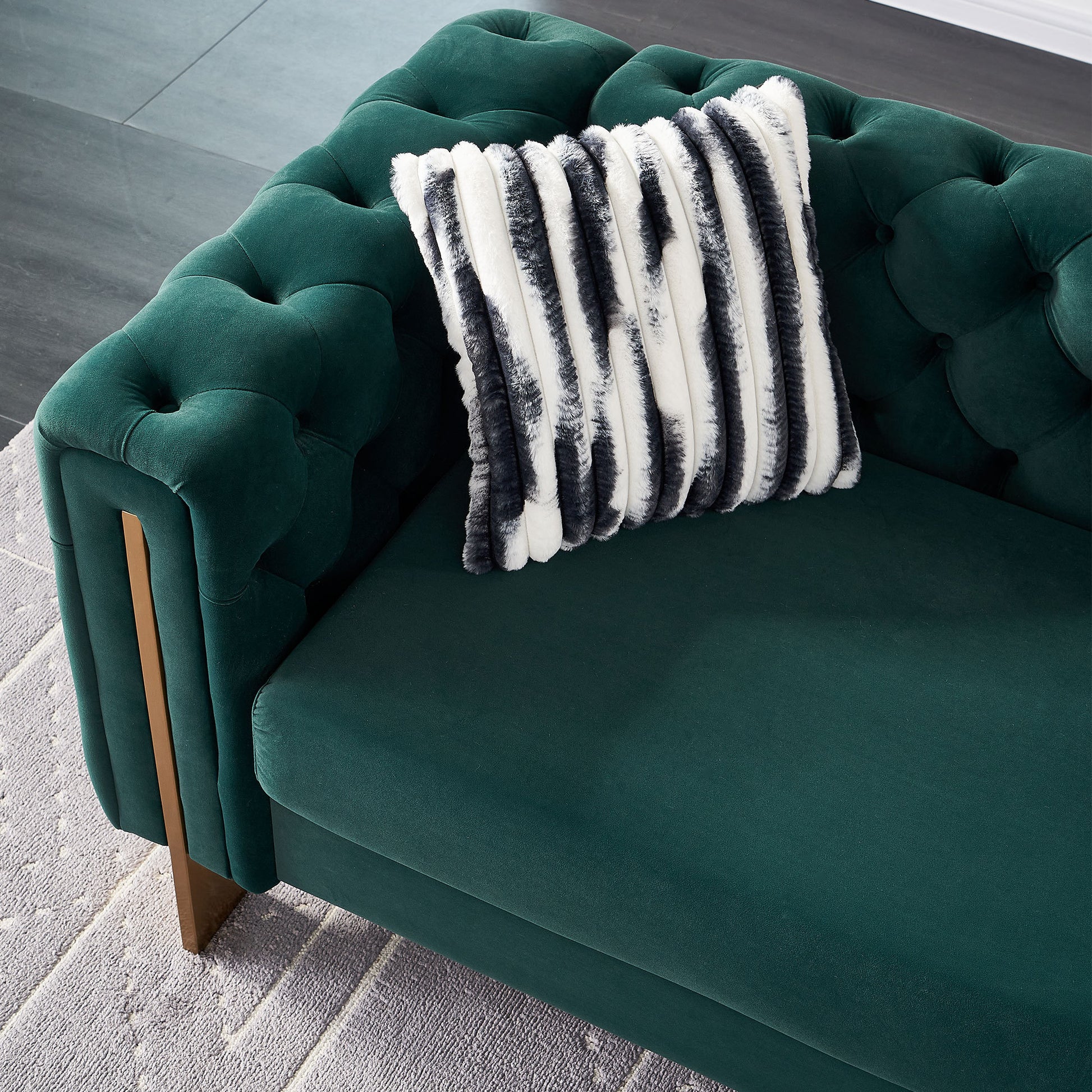 Chesterfield Modern Tufted Velvet Living Room Sofa, 84.25''W Couch,Green
