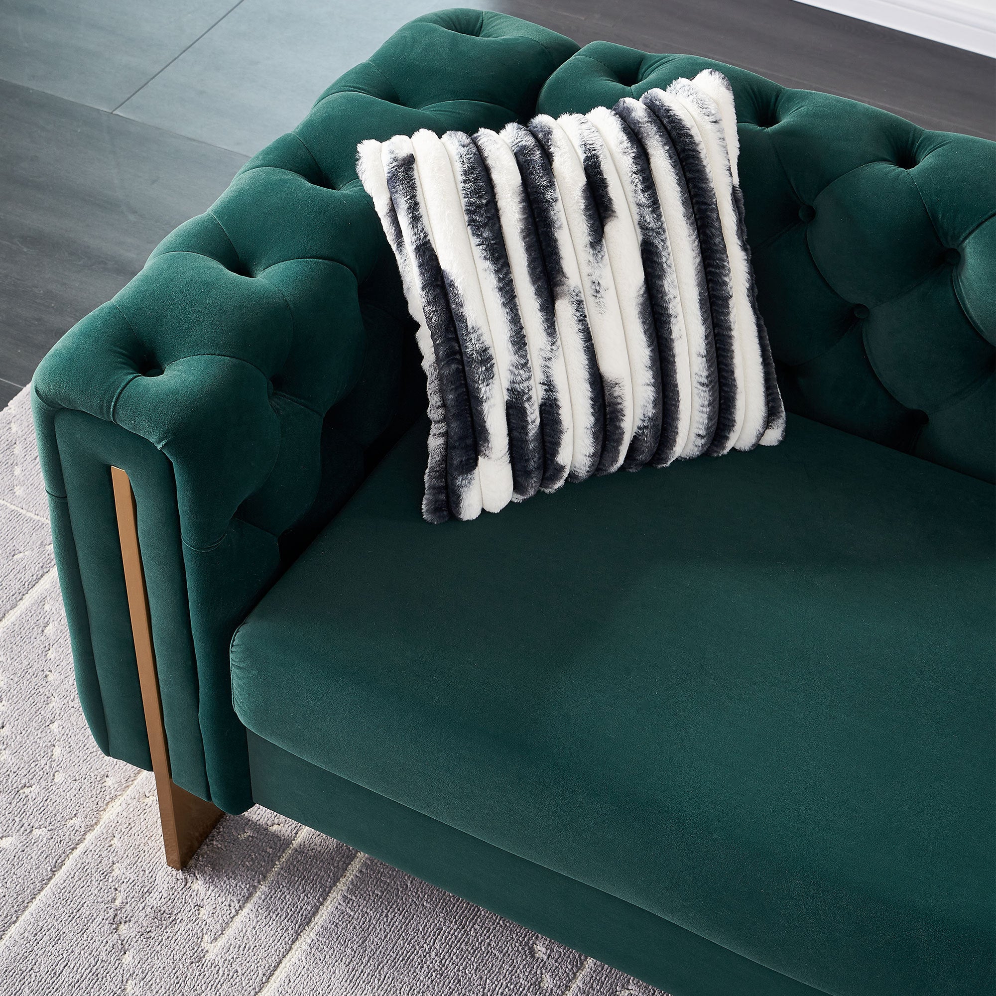 Chesterfield Modern Tufted Velvet Living Room Sofa, 84.25''W Couch,Green