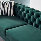 Modern Green Velvet Chesterfield Tufted Sofa, 84.25" W.