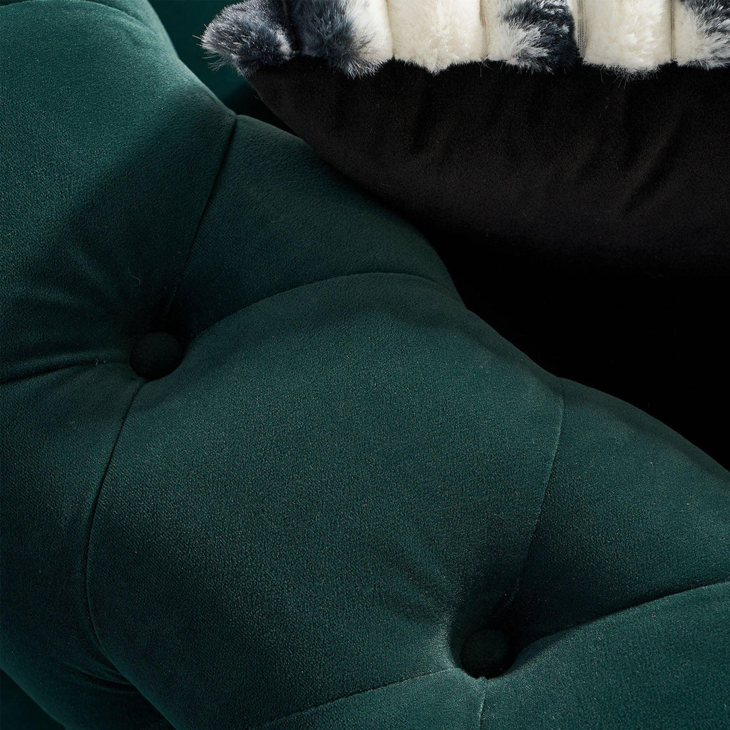 Modern Green Velvet Chesterfield Tufted Sofa, 84.25" W.