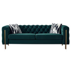 Modern Green Velvet Chesterfield Tufted Sofa, 84.25" W.