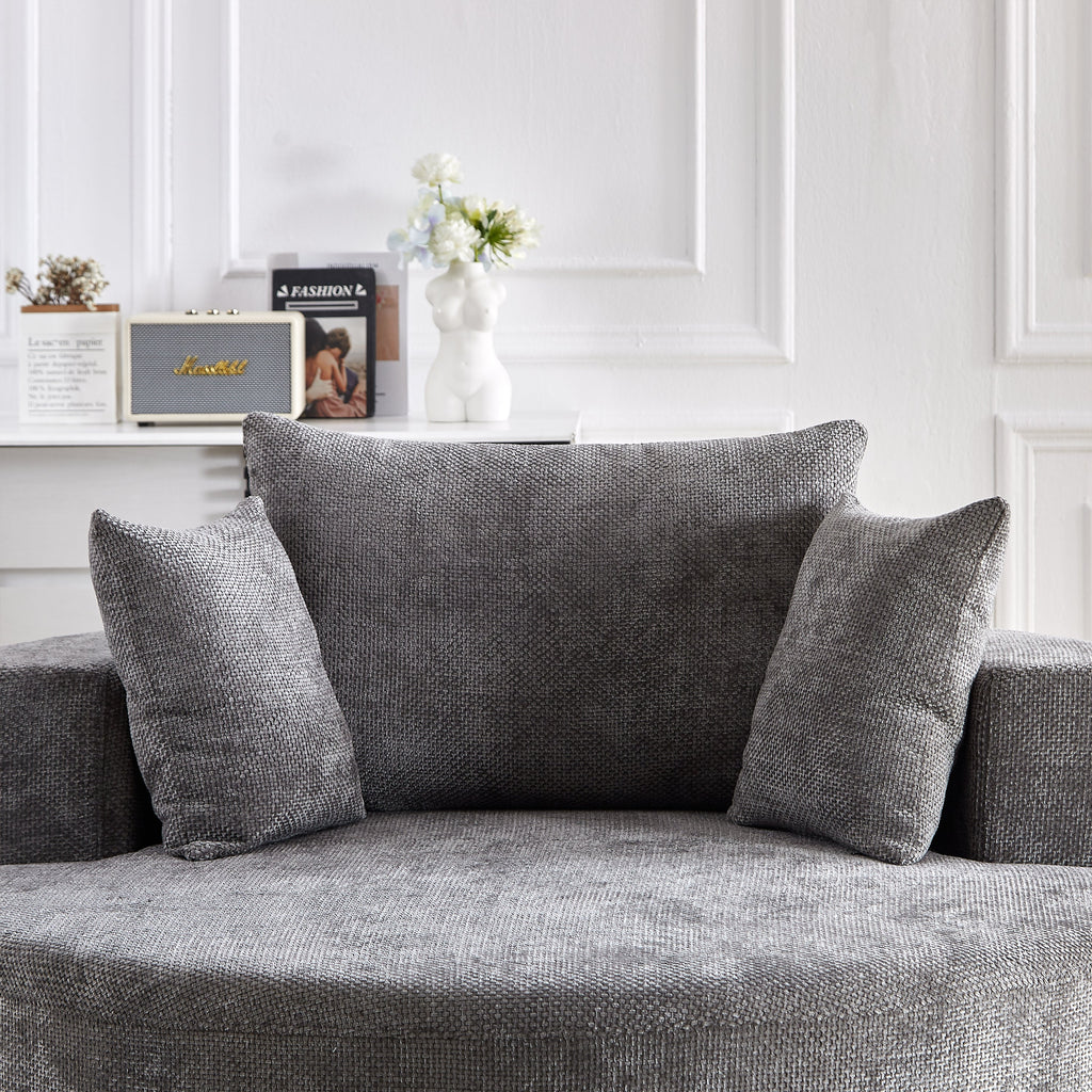 55''L Chenille Foam Single Swivel Chair, Fluffy Modern Sleeper, 360 Degree Swivel Chair for Living Room, Bedroom, Lounge and Projection Room - Groovy Boardz