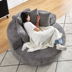 55''L Chenille Foam Single Swivel Chair, Fluffy Modern Sleeper, 360 Degree Swivel Chair for Living Room, Bedroom, Lounge and Projection Room - Groovy Boardz