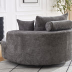 55''L Chenille Foam Single Swivel Chair, Fluffy Modern Sleeper, 360 Degree Swivel Chair for Living Room, Bedroom, Lounge and Projection Room - Groovy Boardz