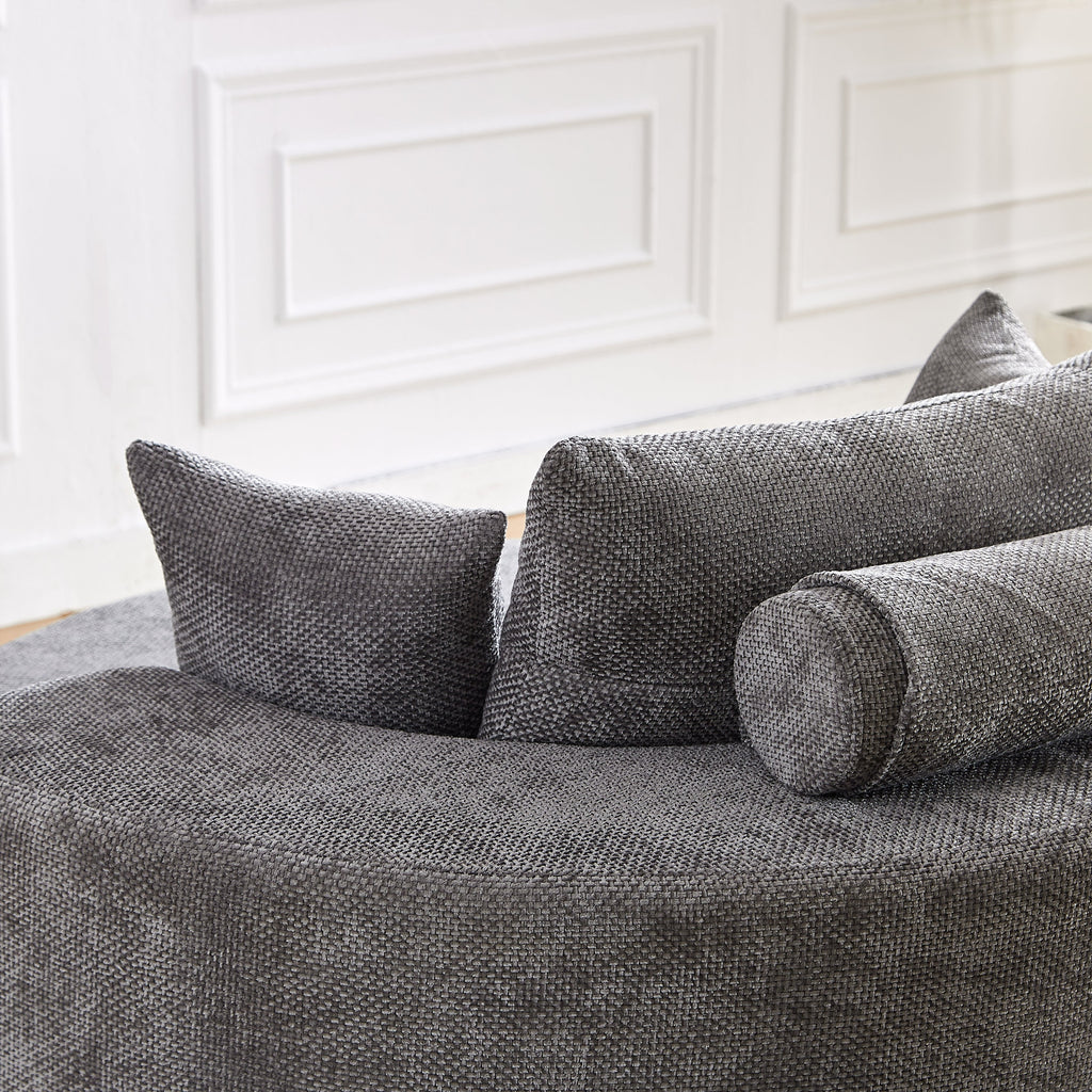 55''L Chenille Foam Single Swivel Chair, Fluffy Modern Sleeper, 360 Degree Swivel Chair for Living Room, Bedroom, Lounge and Projection Room - Groovy Boardz