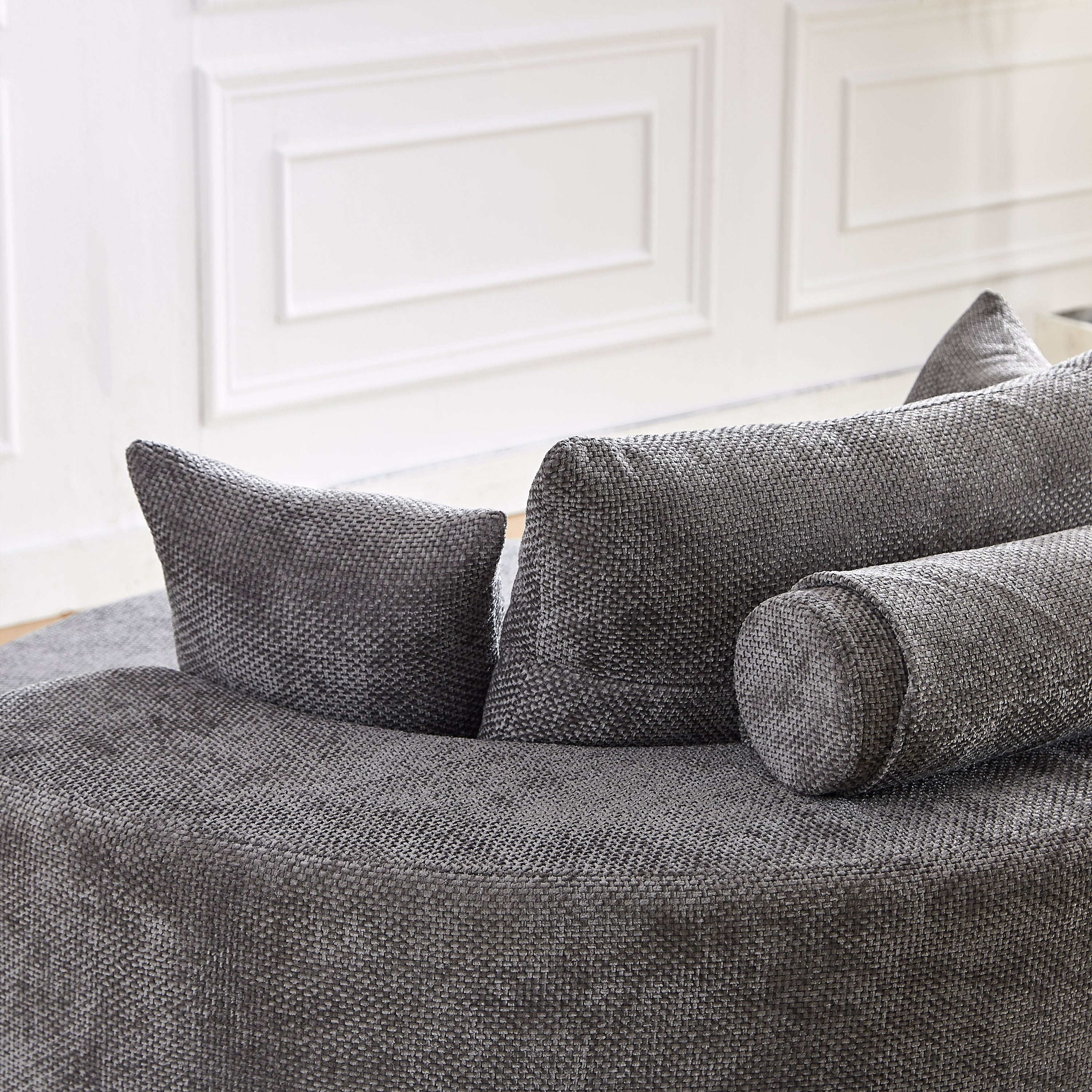 55''L Chenille Foam Single Swivel Chair, Fluffy Modern Sleeper, 360 Degree Swivel Chair for Living Room, Bedroom, Lounge and Projection Room - Groovy Boardz