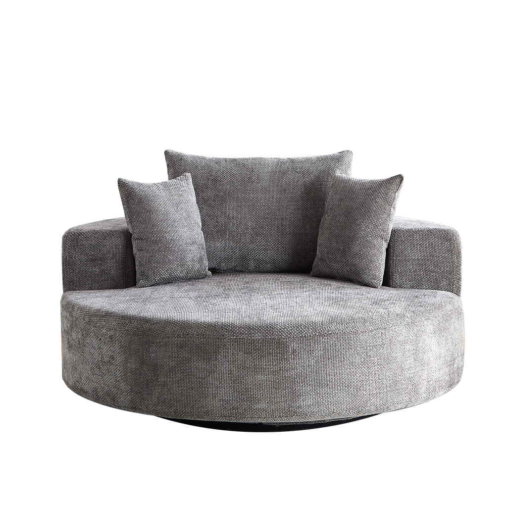 55''L Chenille Foam Single Swivel Chair, Fluffy Modern Sleeper, 360 Degree Swivel Chair for Living Room, Bedroom, Lounge and Projection Room - Groovy Boardz