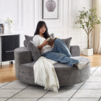 55''L Chenille Foam Single Swivel Chair, Fluffy Modern Sleeper, 360 Degree Swivel Chair for Living Room, Bedroom, Lounge and Projection Room - Groovy Boardz