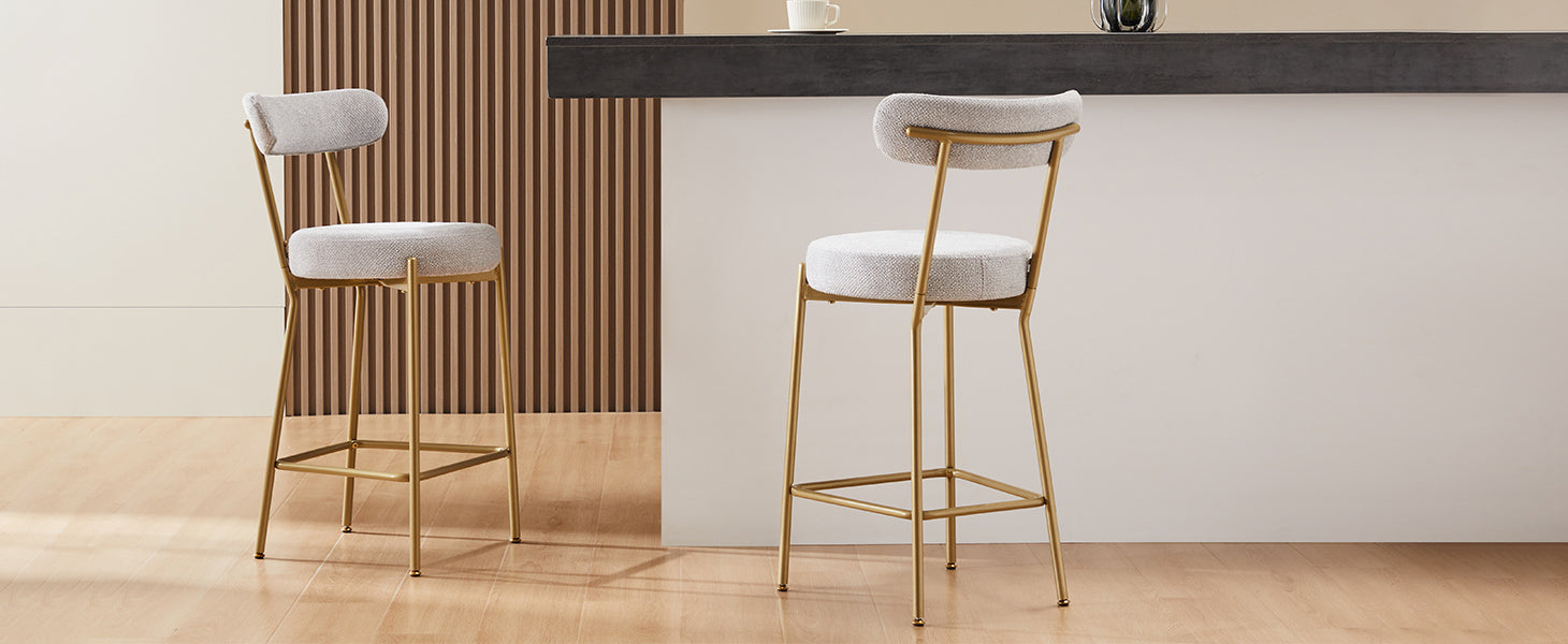 Modern Upholstered Sherpa Bar Stool Set
