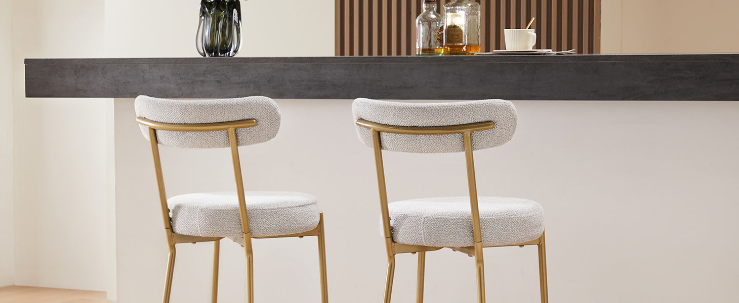 Modern Upholstered Sherpa Bar Stool Set
