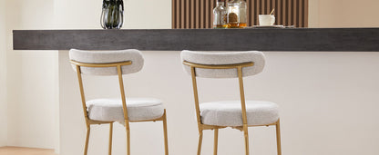 Modern Upholstered Sherpa Bar Stool Set