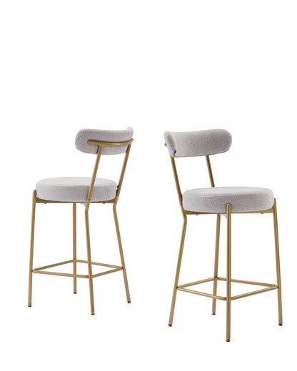 Modern Upholstered Sherpa Bar Stool Set