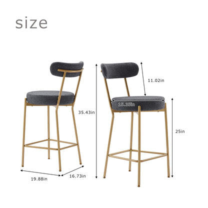 Modern Upholstered Sherpa Bar Stool Set