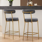 Modern Upholstered Sherpa Bar Stool Set