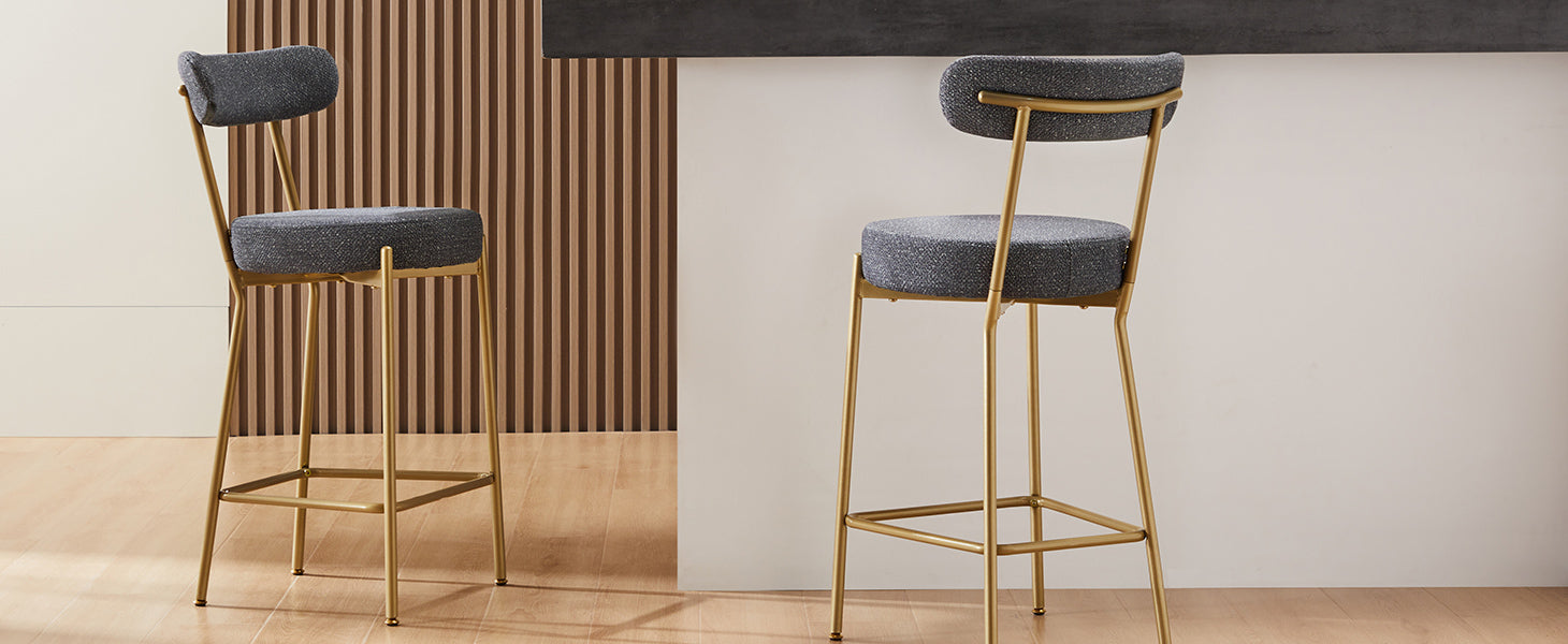 Modern Upholstered Sherpa Bar Stool Set