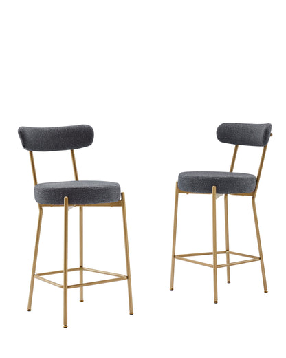 Modern Upholstered Sherpa Bar Stool Set