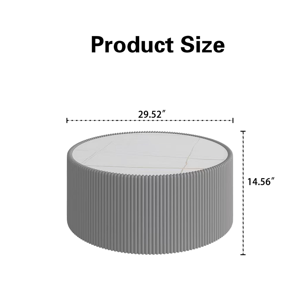 Light Marble Top Cylinder Shape Leather Coffee modern Sofa Table for Living Room furniture Coffee Table