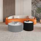 Light Marble Top Cylinder Shape Leather Coffee modern Sofa Table for Living Room furniture Coffee Table