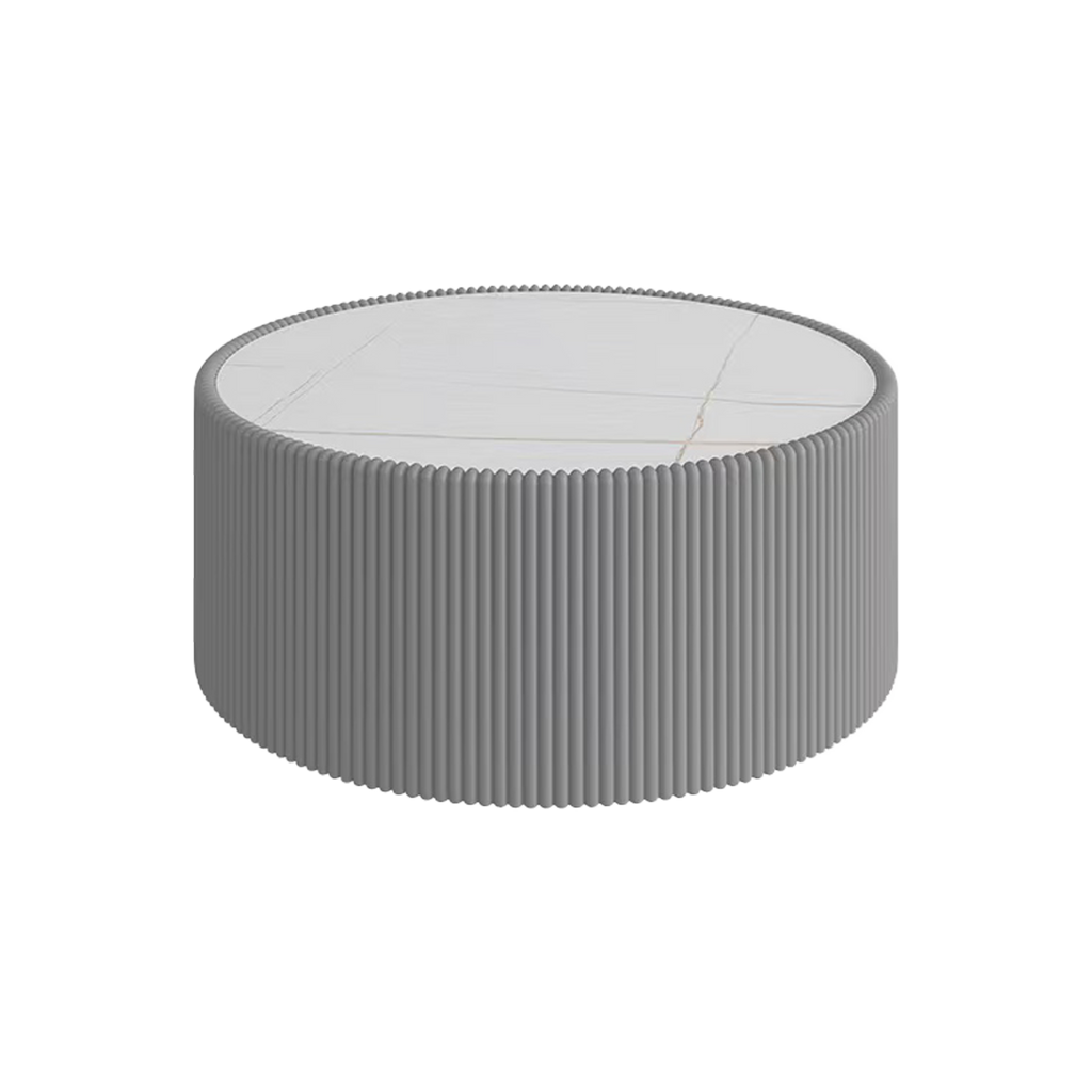 Light Marble Top Cylinder Shape Leather Coffee modern Sofa Table for Living Room furniture Coffee Table