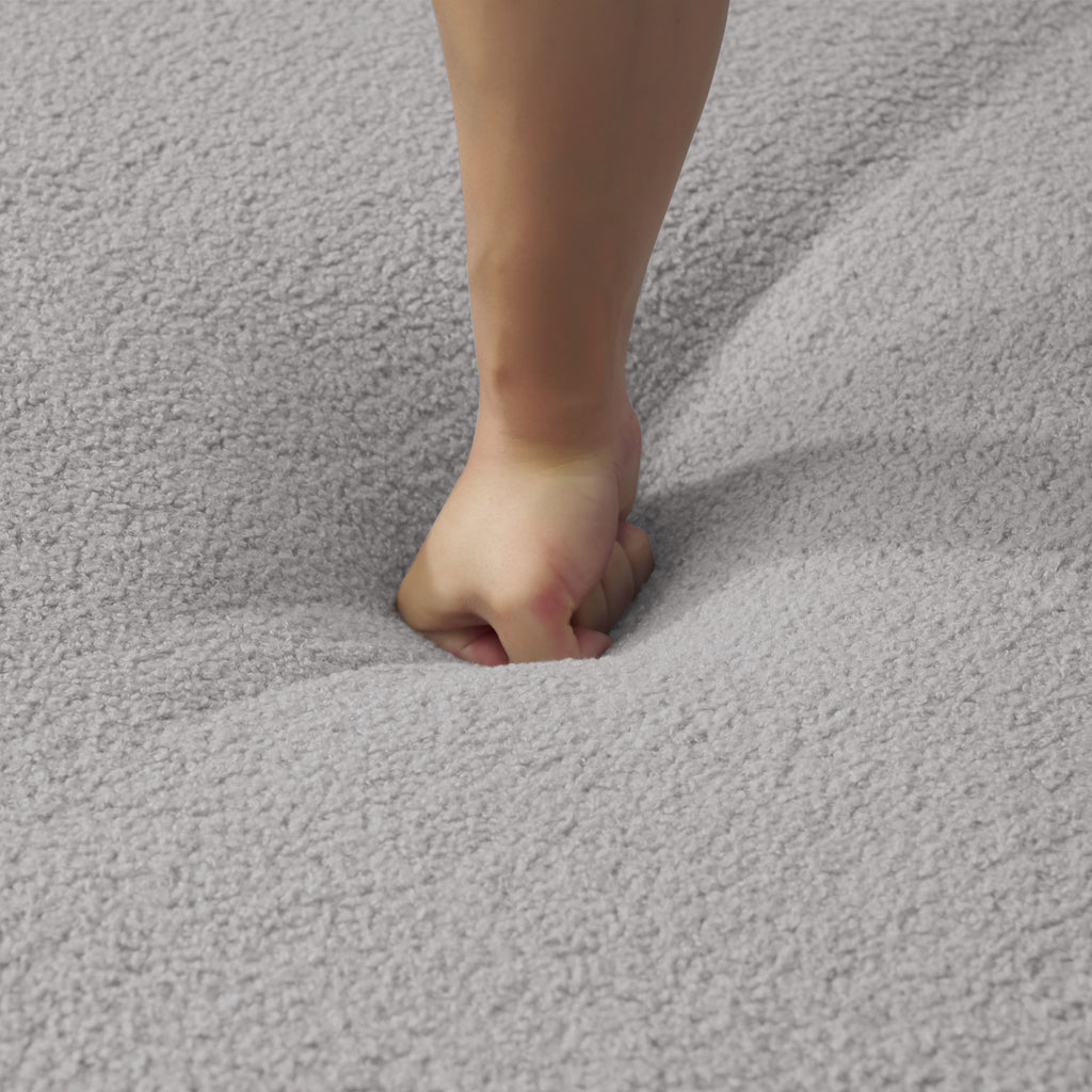 66.93 Inch Curved Loveseat Grey Full Compression Sponge Sofa, Teddy Velvet Fabric, No-Assembly Compact Sofa for Small Spaces & Apartments, 350 lbs Capacity