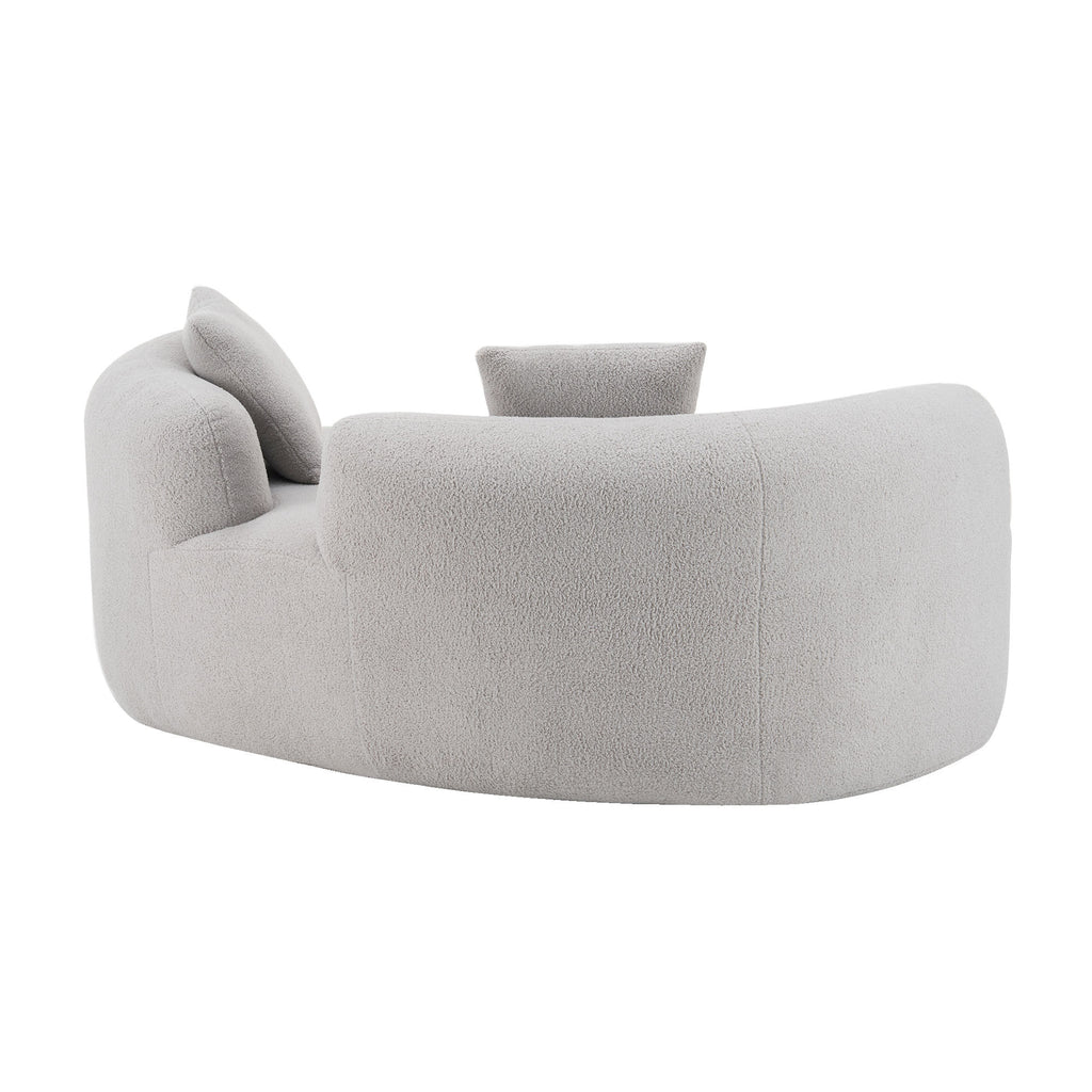 66.93 Inch Curved Loveseat Grey Full Compression Sponge Sofa, Teddy Velvet Fabric, No-Assembly Compact Sofa for Small Spaces & Apartments, 350 lbs Capacity