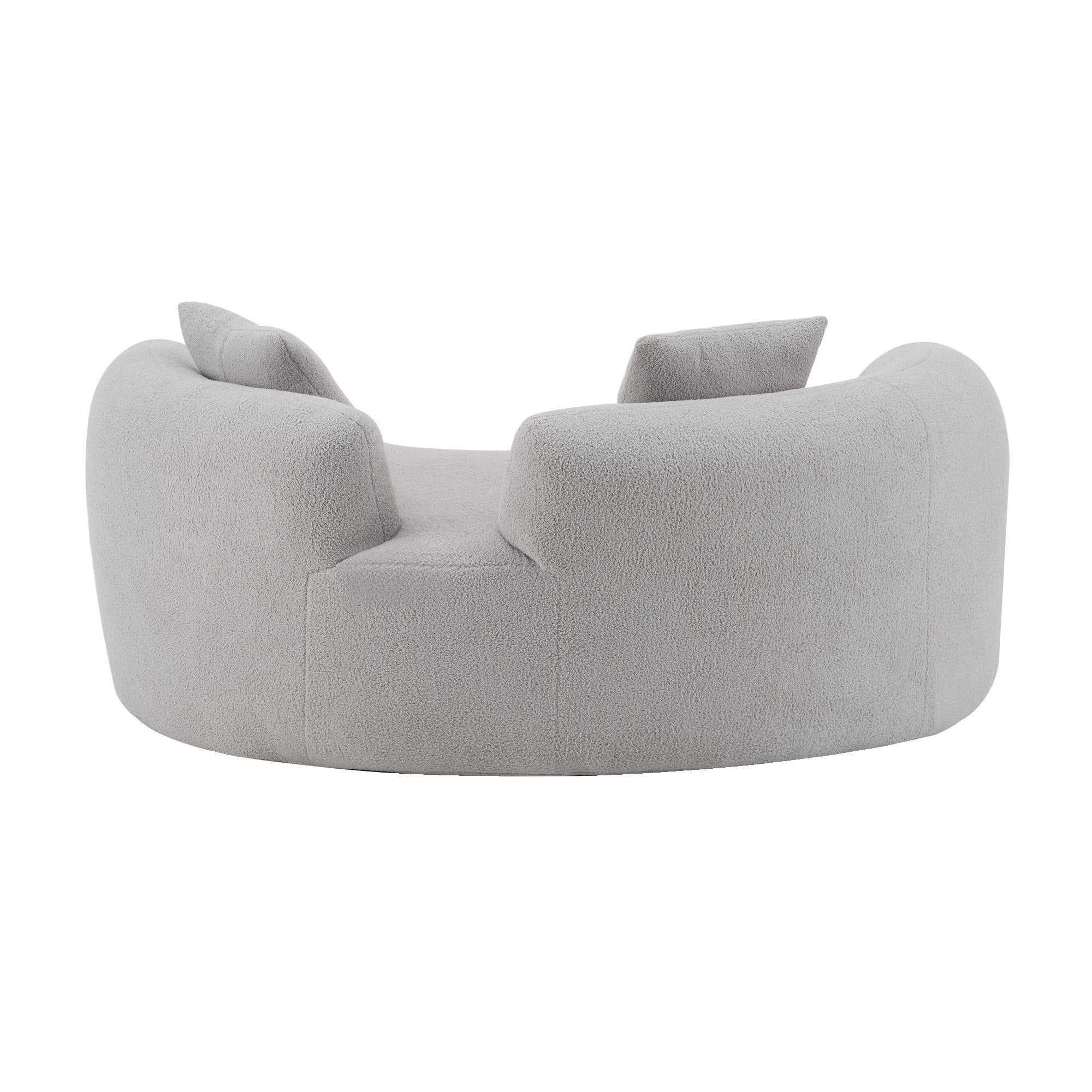 66.93 Inch Curved Loveseat Grey Full Compression Sponge Sofa, Teddy Velvet Fabric, No-Assembly Compact Sofa for Small Spaces & Apartments, 350 lbs Capacity