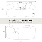 66.93 Inch Curved Loveseat Grey Full Compression Sponge Sofa, Teddy Velvet Fabric, No-Assembly Compact Sofa for Small Spaces & Apartments, 350 lbs Capacity